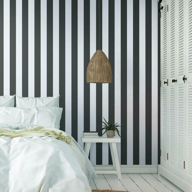 York Wallcoverings ST5691 Awning Stripe Black Wallpaper