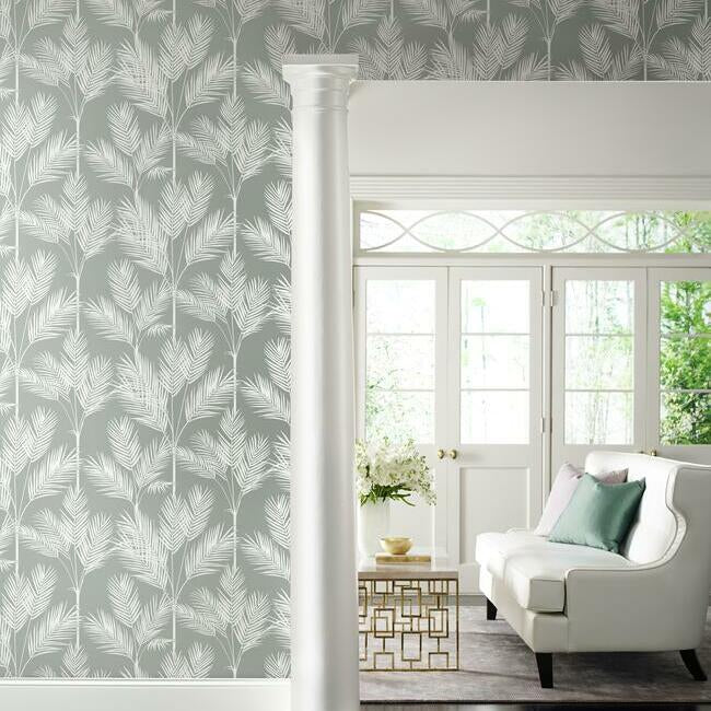 York Wallcoverings CV4412 King Palm Silhouette Gray Wallpaper