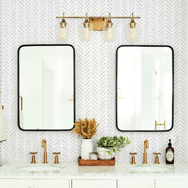 York Wallcoverings CV4453 Painted Herringbone Gray Wallpaper