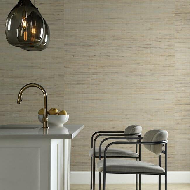 York Wallcoverings CO2090 Metallic Jute Silver/Beige Wallpaper