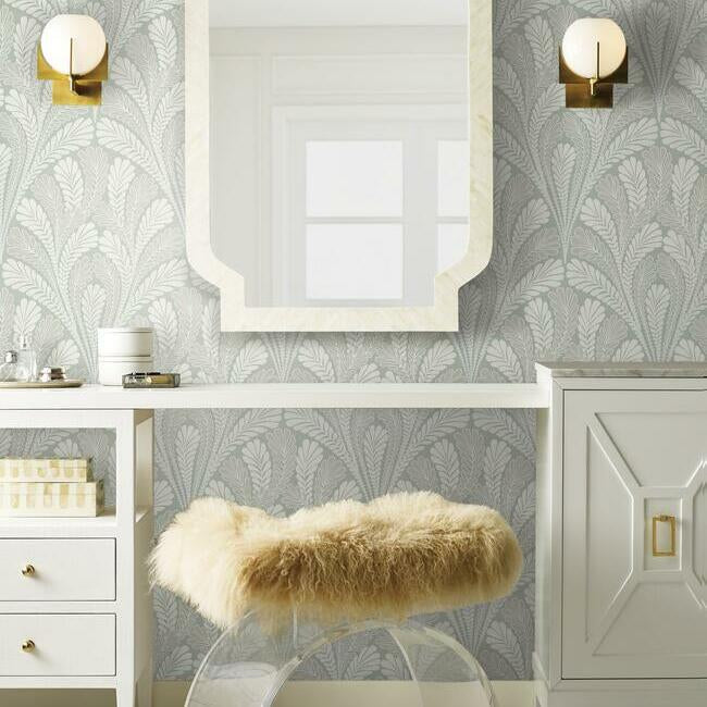 York Wallcoverings DM5023 Shell Damask Green Wallpaper