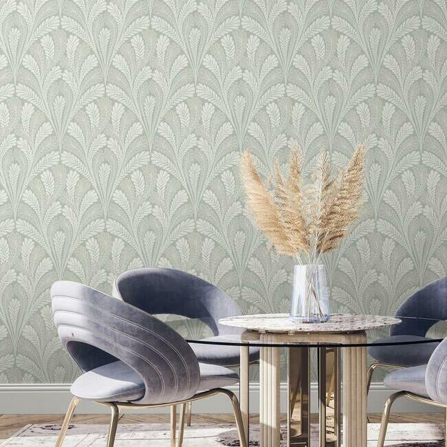 York Wallcoverings DM5023 Shell Damask Green Wallpaper