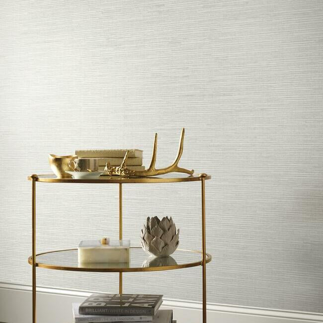 York Wallcoverings DD3833 Ribbon Bamboo White/Silver Wallpaper