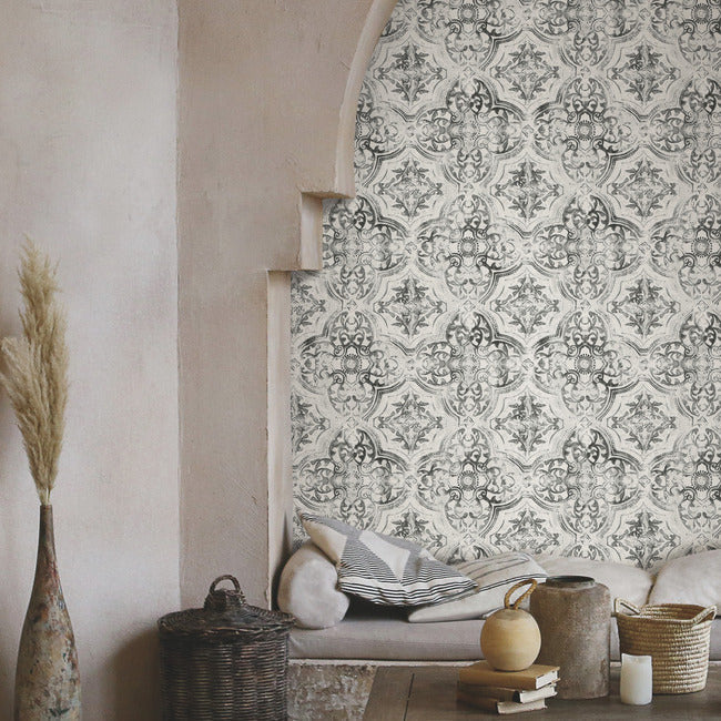 York Wallcoverings MN1890 Quartet White/Black Wallpaper
