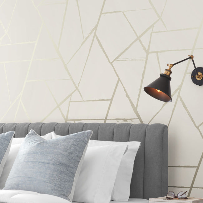 York Wallcoverings CC1293 Beige Metallic Intersect Wallpaper