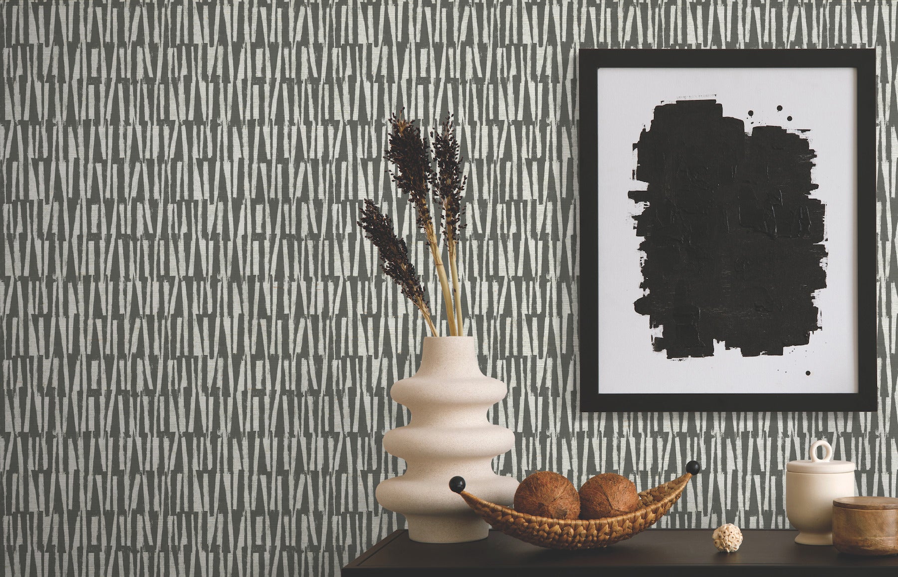 York Wallcoverings AB3042 Thatched Black Wallpaper