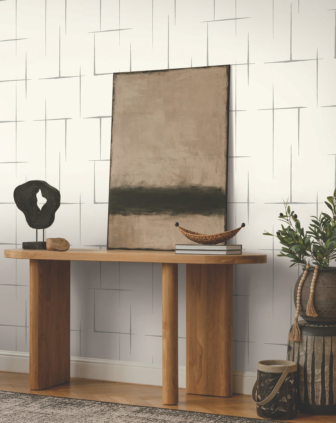 York Wallcoverings ZA8055 Malia Grey & White Wallpaper