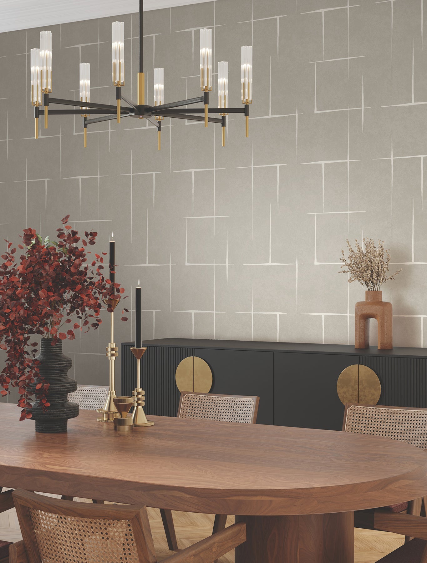 York Wallcoverings ZA8052 Malia White & Taupe Wallpaper