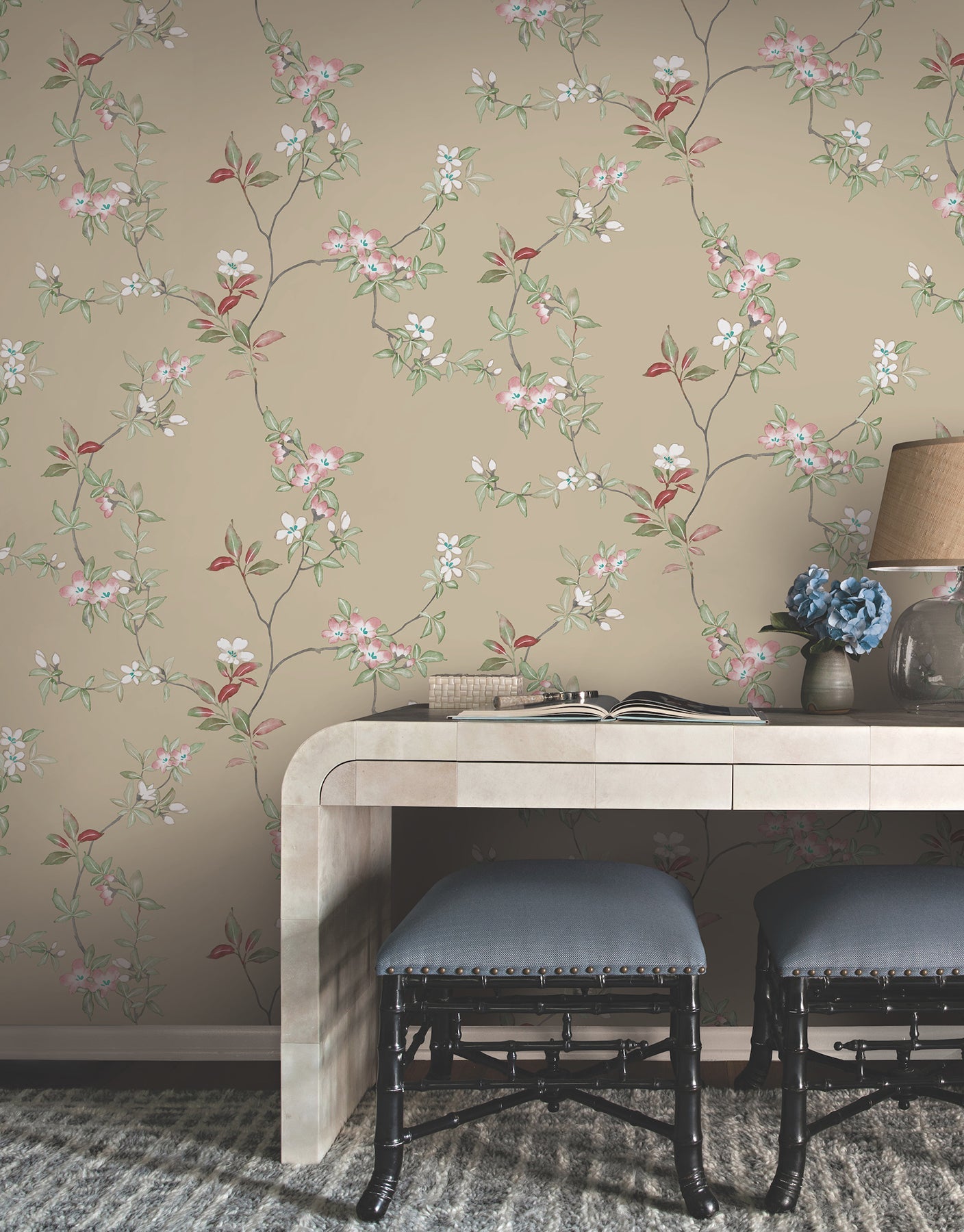York Wallcoverings ZA8073 April Blossom Sand Wallpaper