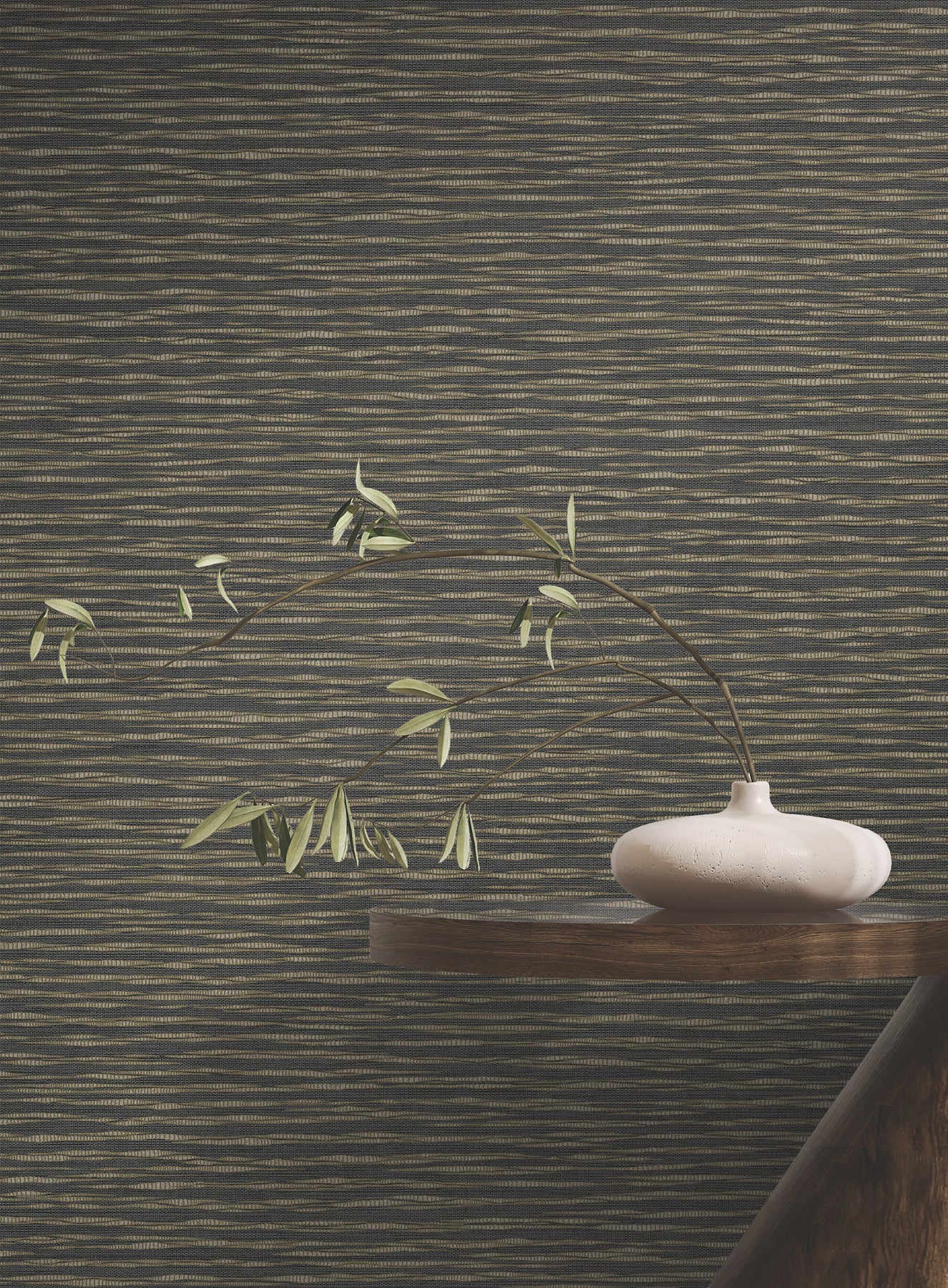 York Wallcoverings ZA8041 Lotus Weave Warm Charcoal Wallpaper