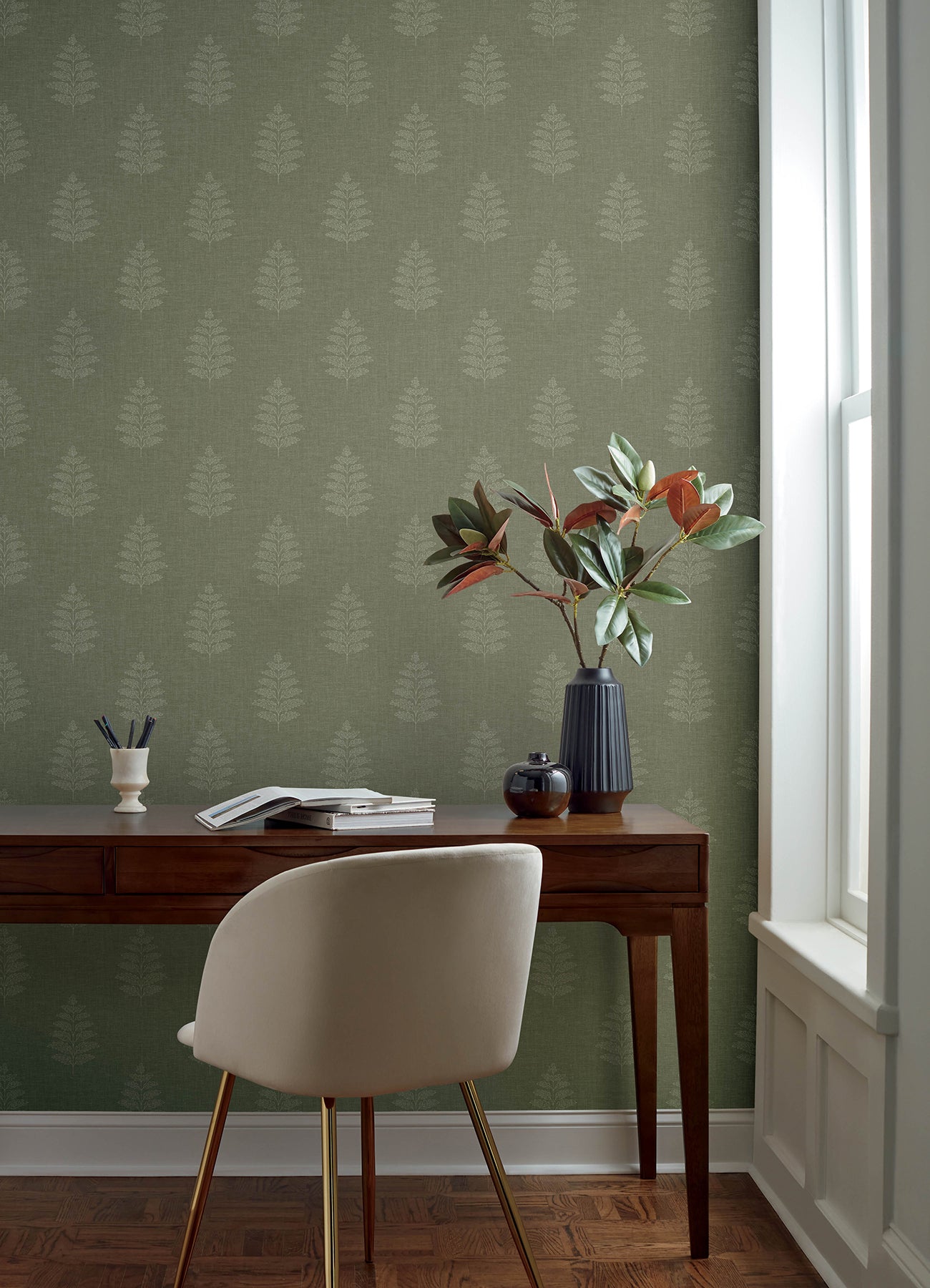 Chesapeake 4169-83126 Frond Dark Green Leaf Wallpaper
