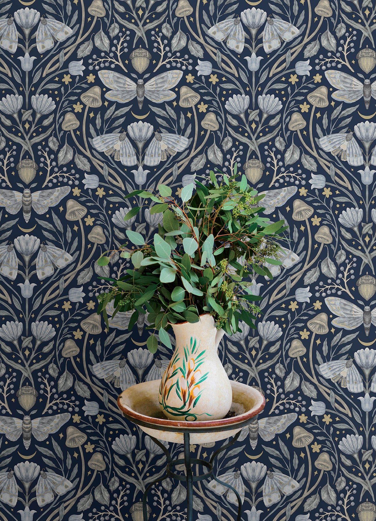 Chesapeake 4169-83118 Mystic Moth Navy Forest Magic Wallpaper