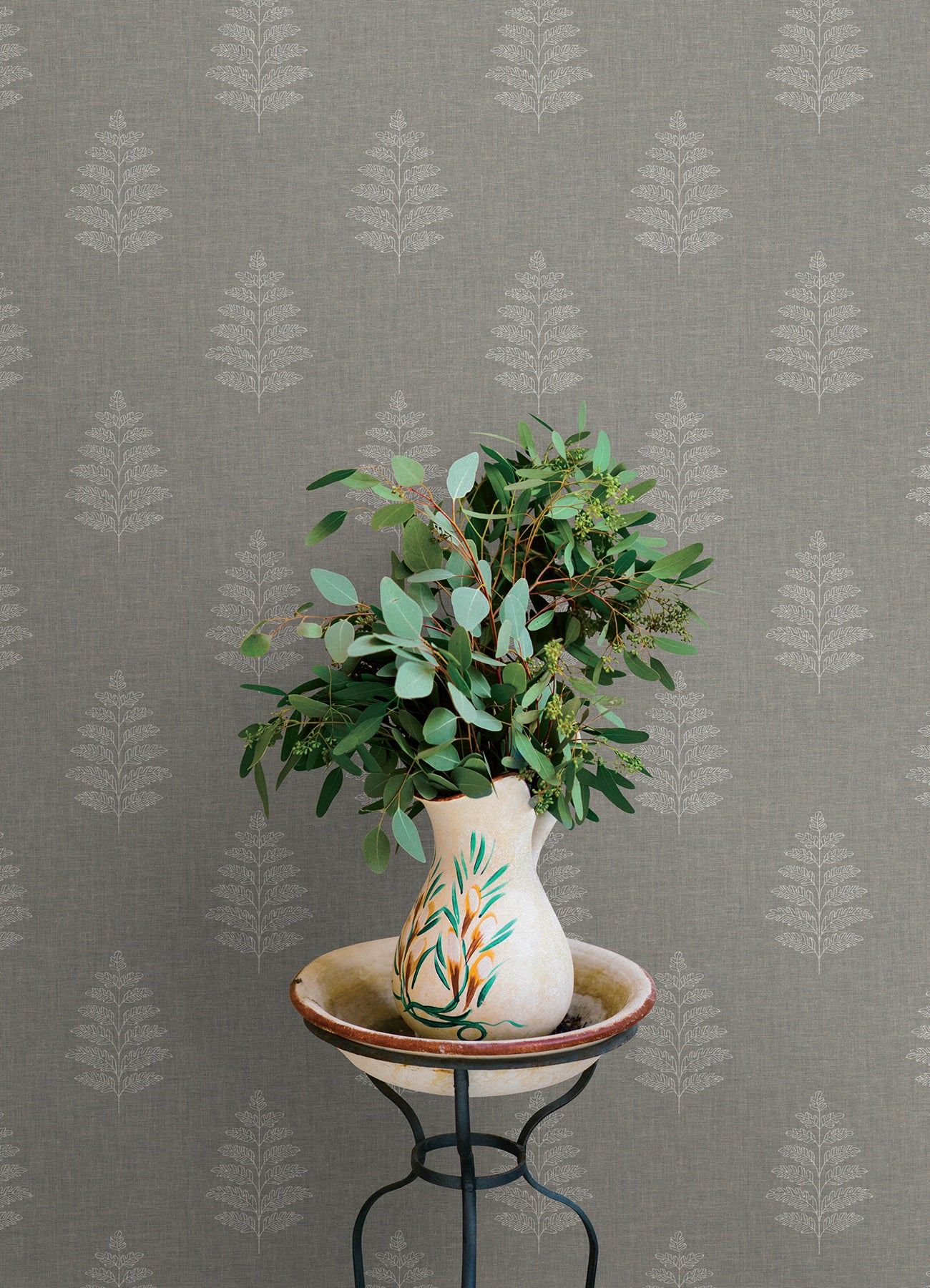 Chesapeake 4169-83128 Frond Charcoal Leaf Wallpaper