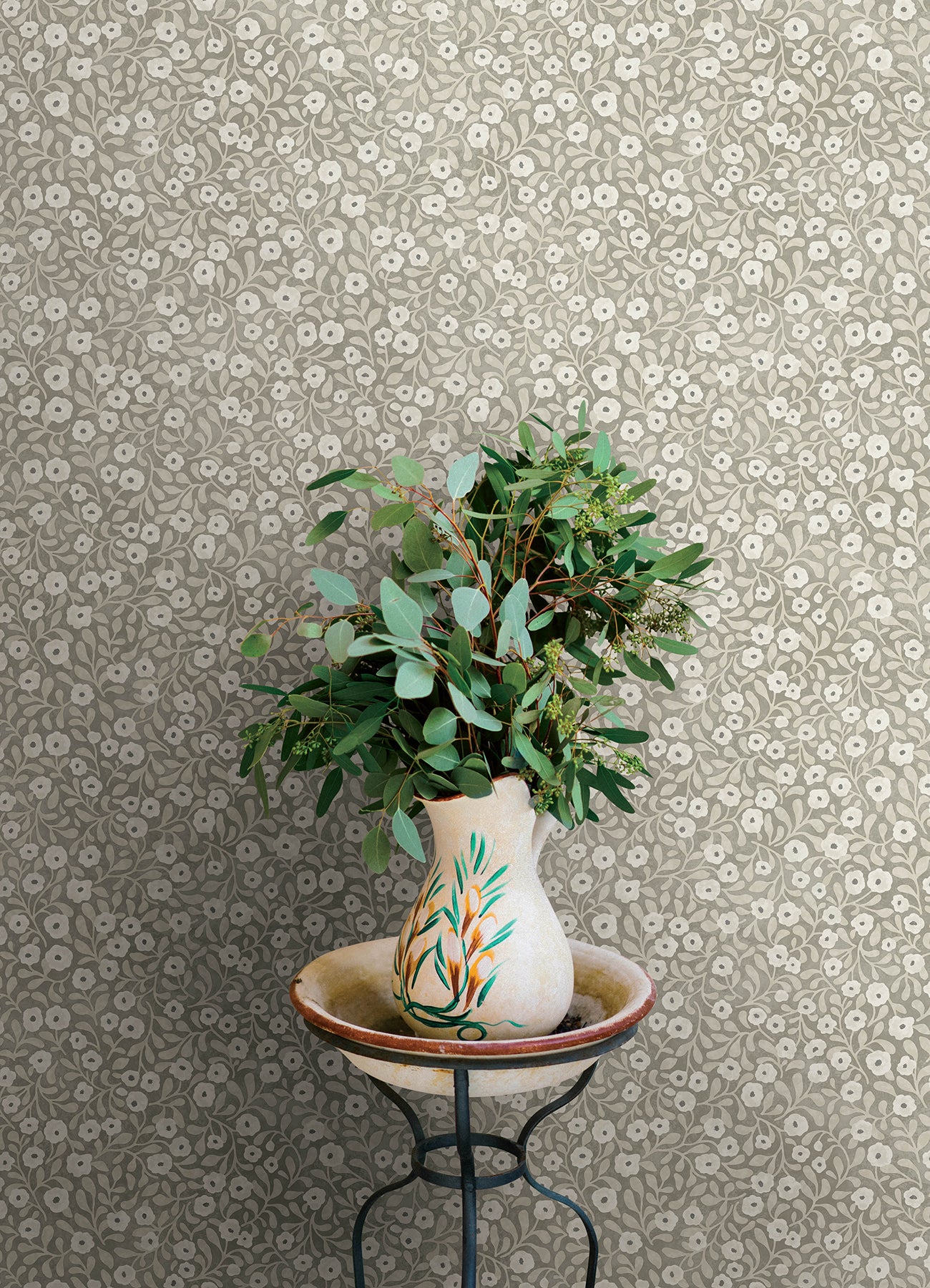 Chesapeake 4169-83131 Poppy Trail Grey Floral Wallpaper