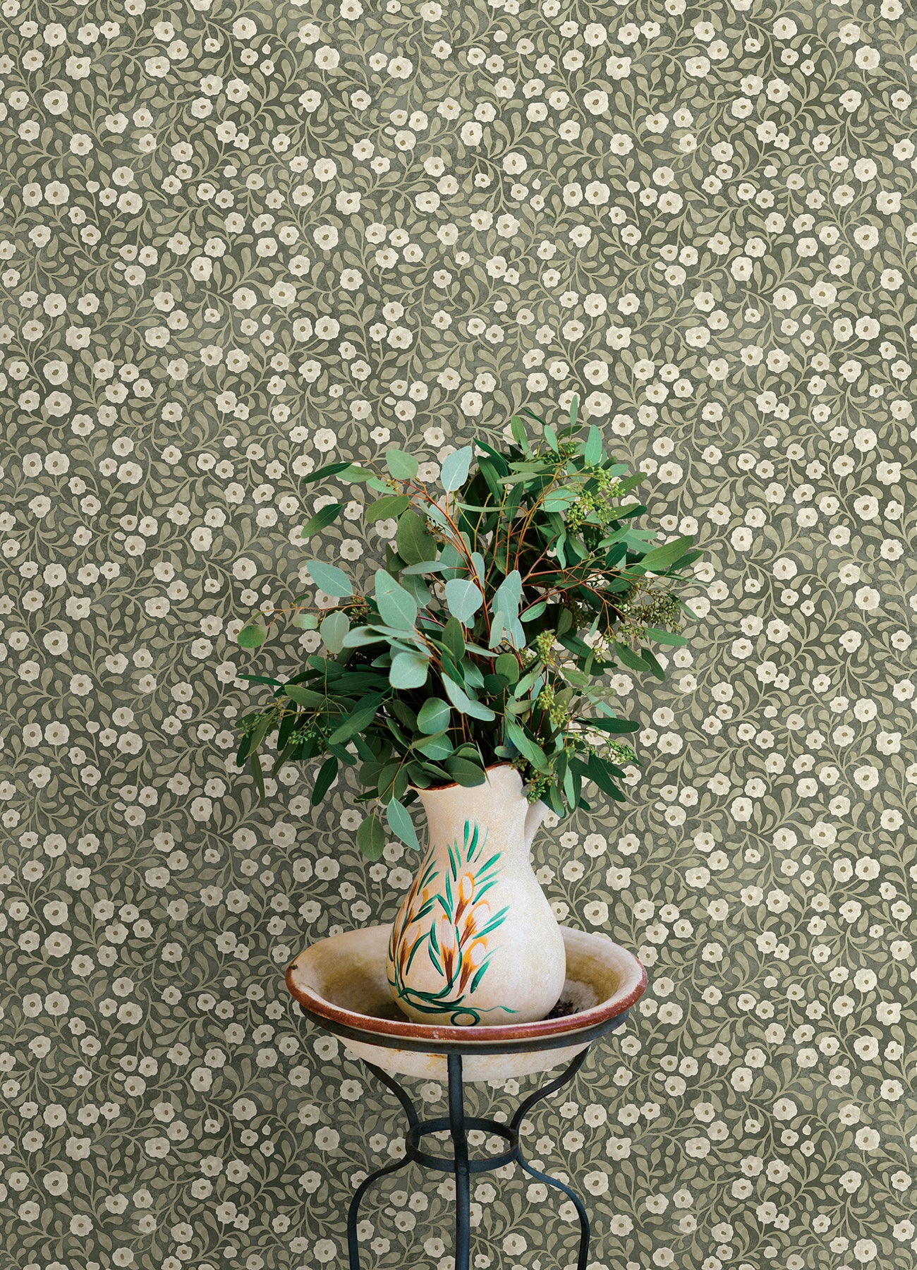 Chesapeake 4169-83132 Poppy Trail Green Floral Wallpaper