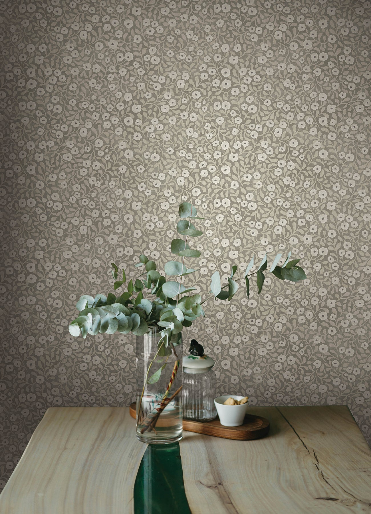 Chesapeake 4169-83131 Poppy Trail Grey Floral Wallpaper