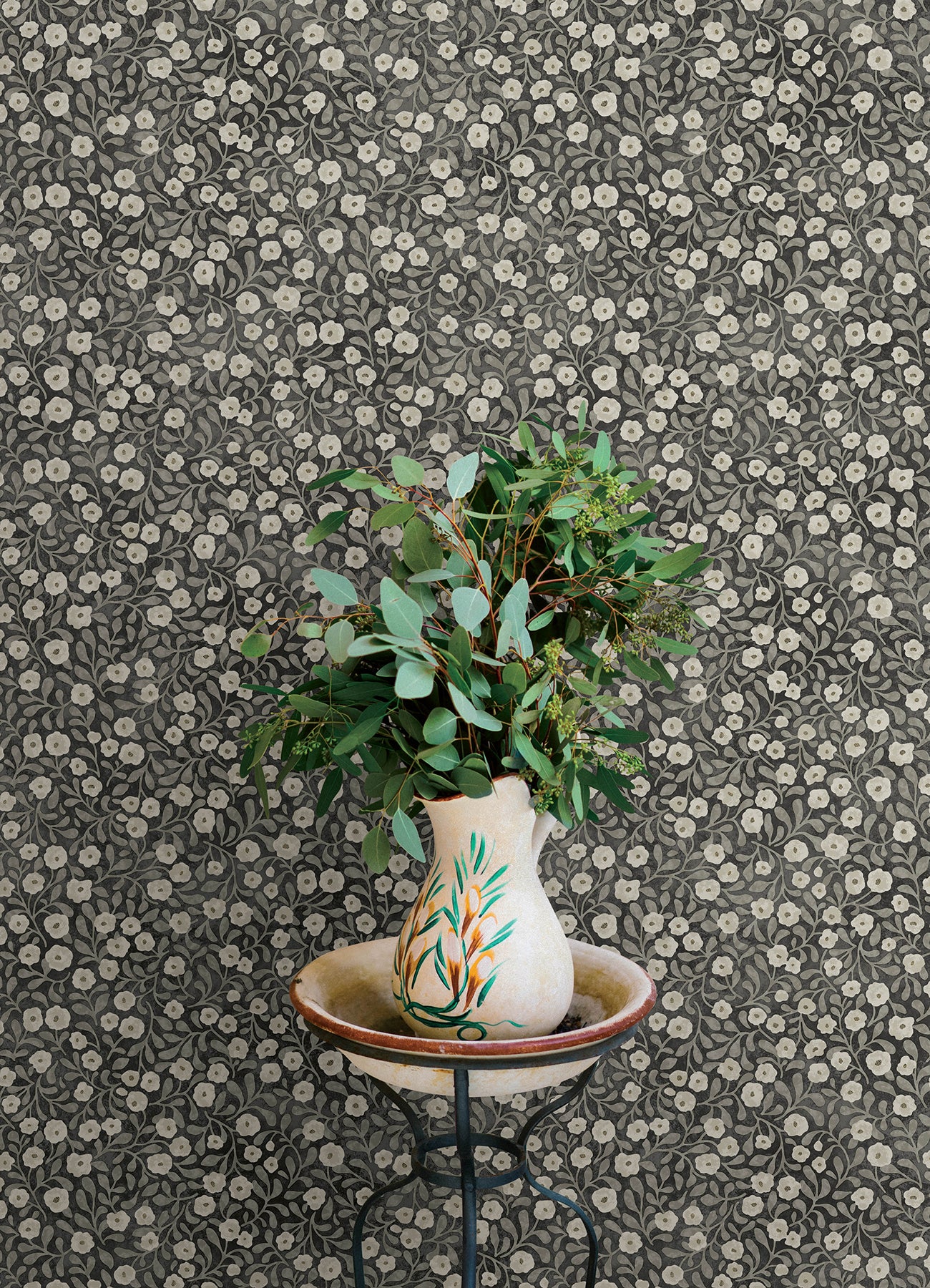 Chesapeake 4169-83133 Poppy Trail Black Floral Wallpaper