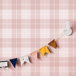 Galerie Wallcoverings 14874 Check Plaid Pink Wallpaper