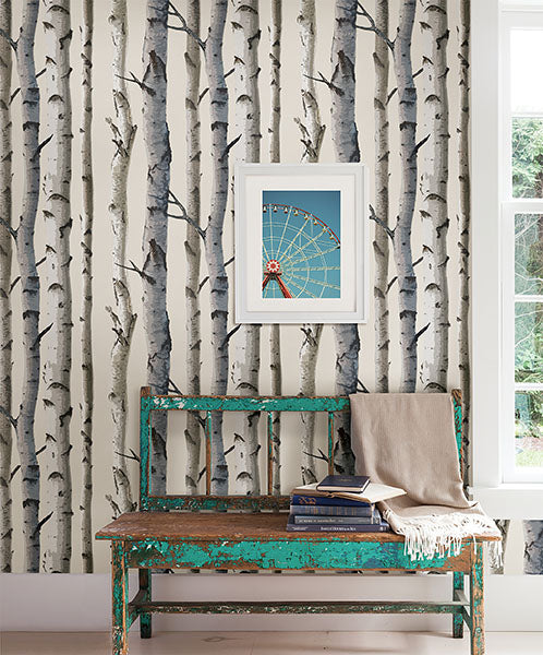 Brewster home Fashions 2532-20418 Irvin Grey Birch Tree Wallpaper