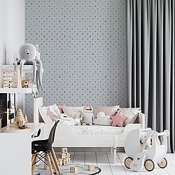Galerie Wallcoverings 26815 Coloured Hearts Silver Grey Wallpaper
