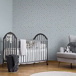 Galerie Wallcoverings 26837 Watercolor Dots Silver Grey Wallpaper