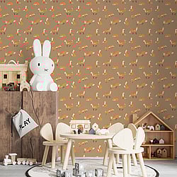 Galerie Wallcoverings 26842 Friendly Foxes Bronze Brown Wallpaper