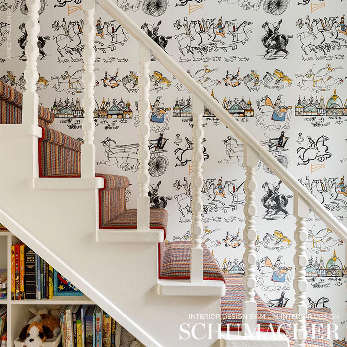 Schumacher 2703960 Horses Multi on White Wallpaper