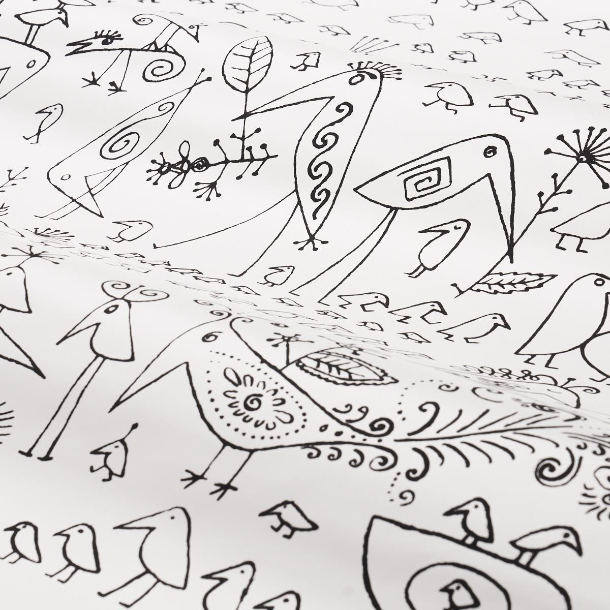 Schumacher 2705510 Aviary Black on White Wallpaper