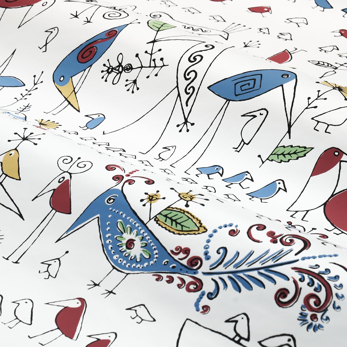 Schumacher 2705511 Aviary Multi on White Wallpaper