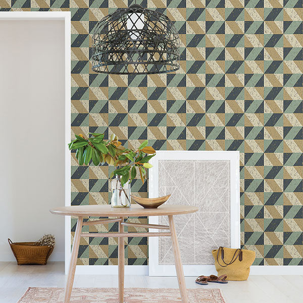 Brewster Home Fashions 2896-25310 Cerium Blue Concrete Geometric Wallpaper