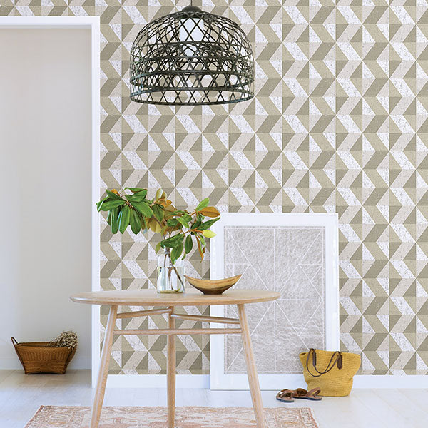 Brewster Home Fashions 2896-25313 Cerium Neutral Concrete Geometric Wallpaper