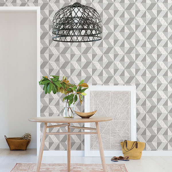 Brewster Home Fashions 2896-25314 Cerium Gray Concrete Geometric Wallpaper