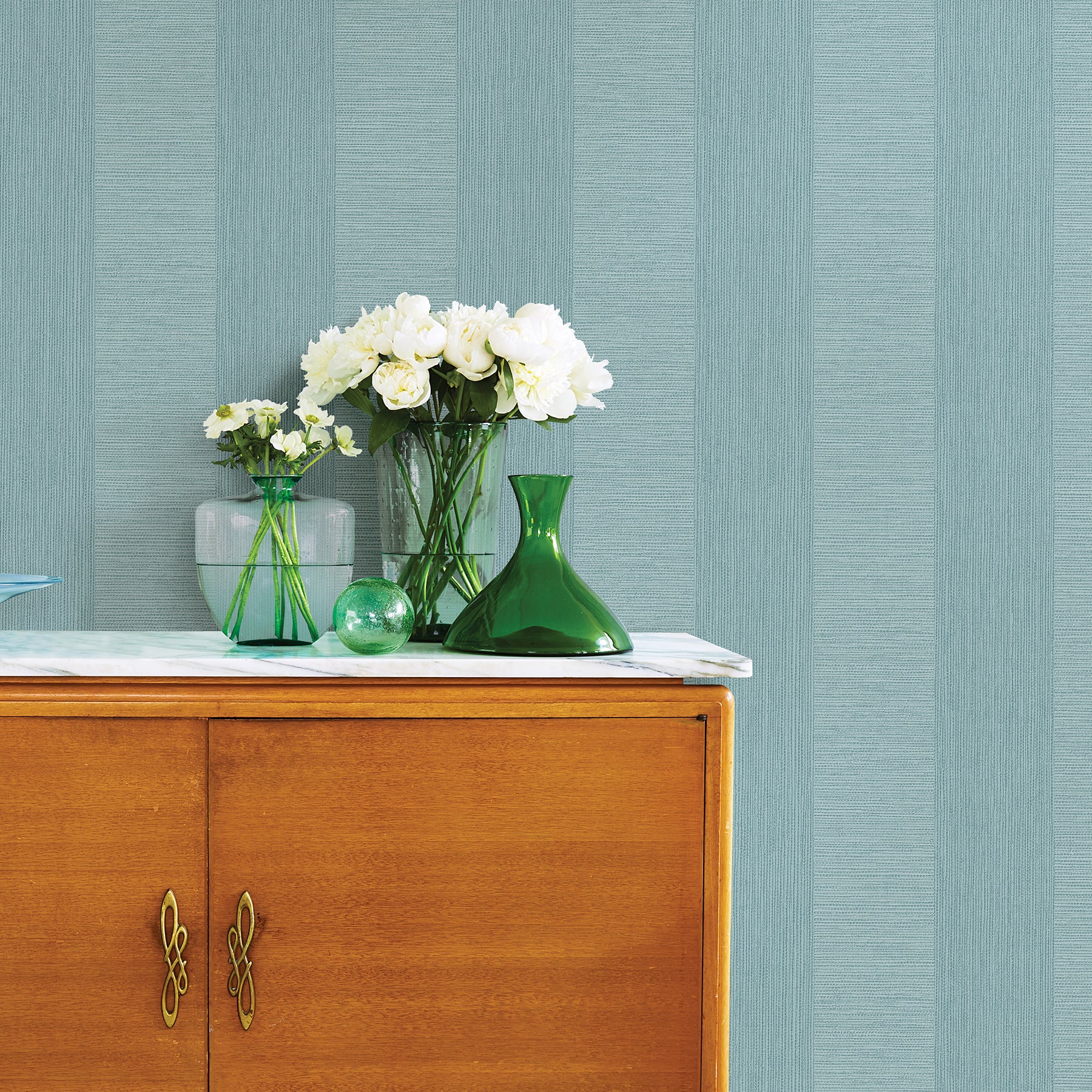 A-Street Prints 2908-25309 Intrepid Aqua Faux Grasscloth Stripe Wallpaper