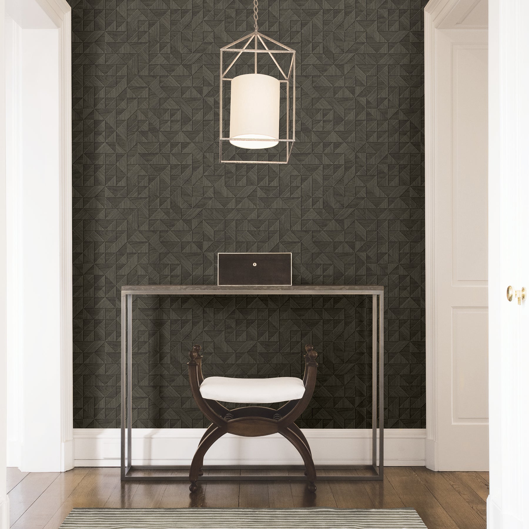 A-Street Prints 2908-25326 Gallerie Dark Brown Geometric Wood Wallpaper
