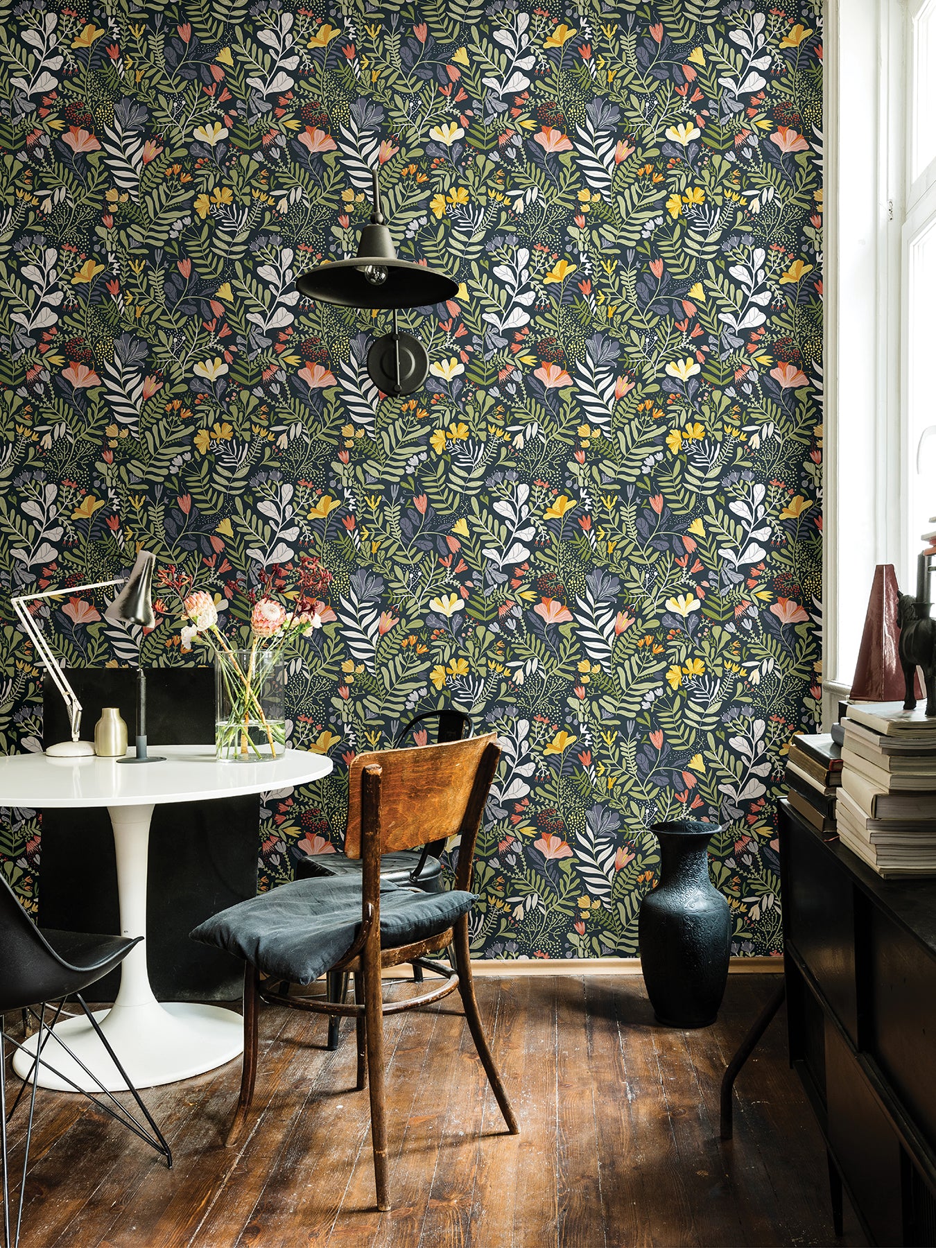 A-Street Prints 2999-55010 Brittsommar Navy Woodland Floral Wallpaper