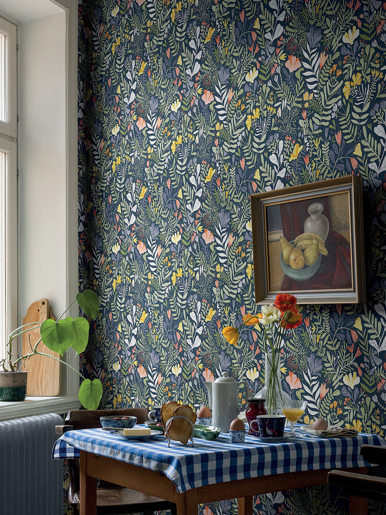 A-Street Prints 2999-55010 Brittsommar Navy Woodland Floral Wallpaper