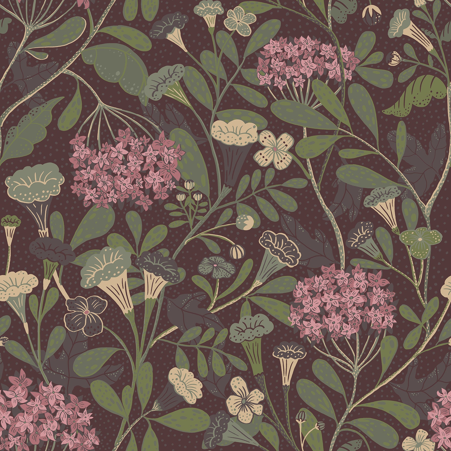 A-Street Prints 2999-55024 Hybbe Purple Hydrangea Garden Wallpaper