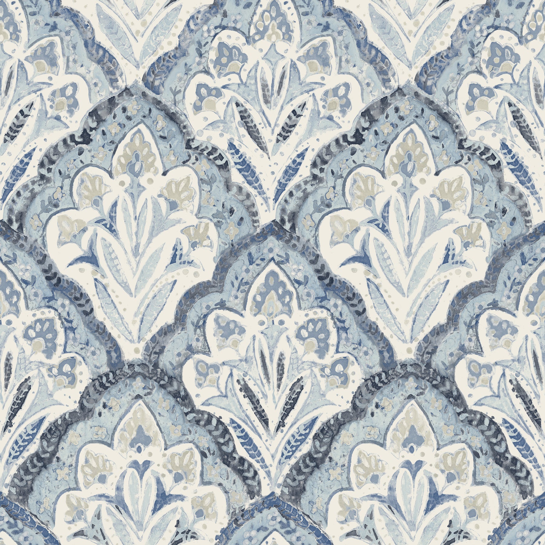 Chesapeake 3125-72337 Mimir Blue Quilted Damask Wallpaper