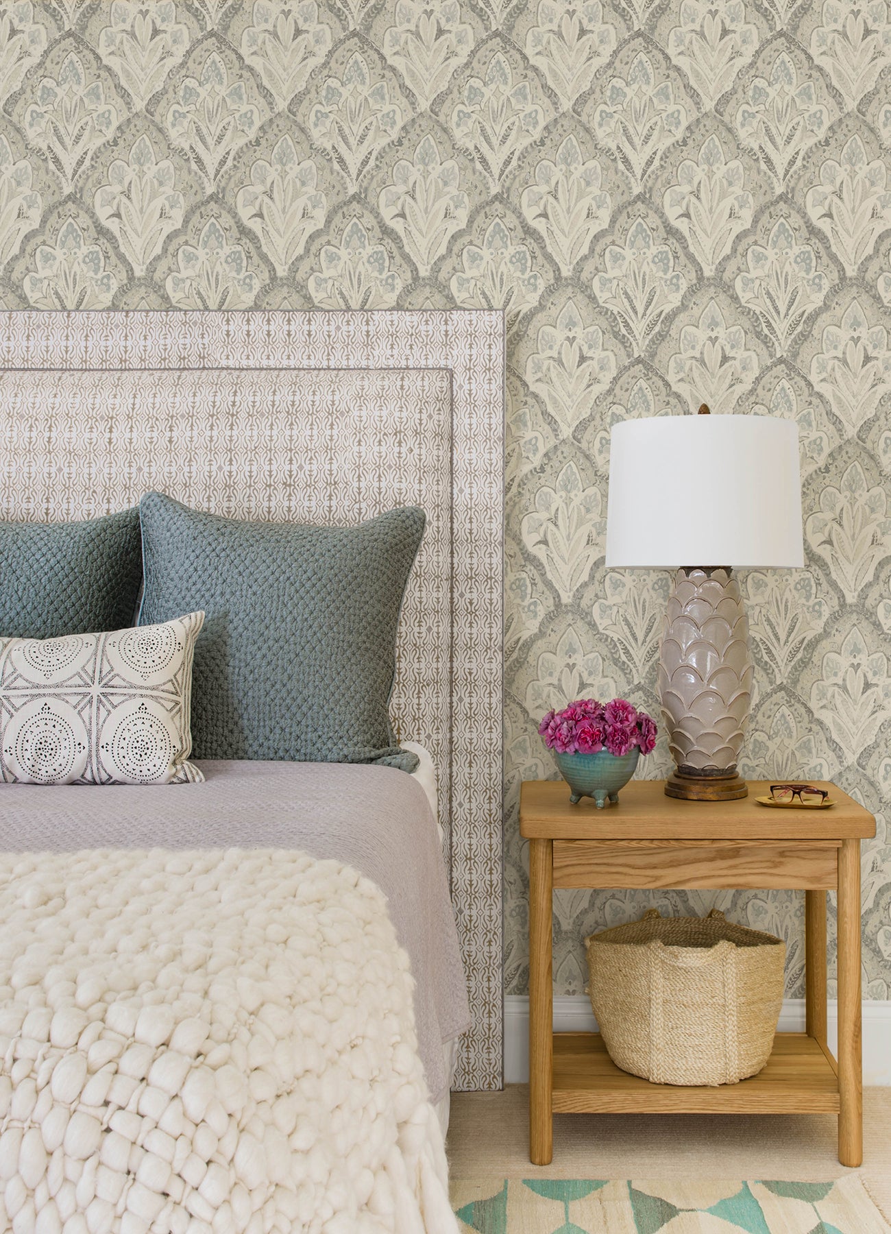 Chesapeake 3125-72340 Mimir Grey Quilted Damask Wallpaper