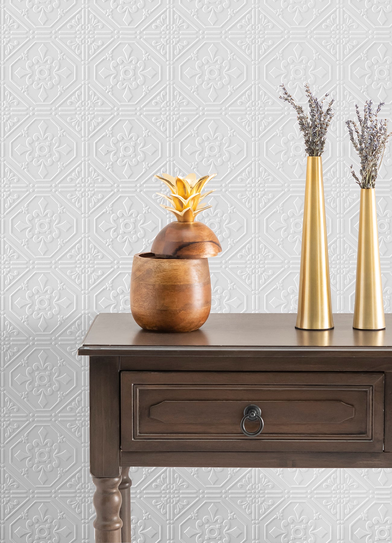 Brewster Home Fashion 4000-93996 Brooklyn White Tin Paintable Wallpaper