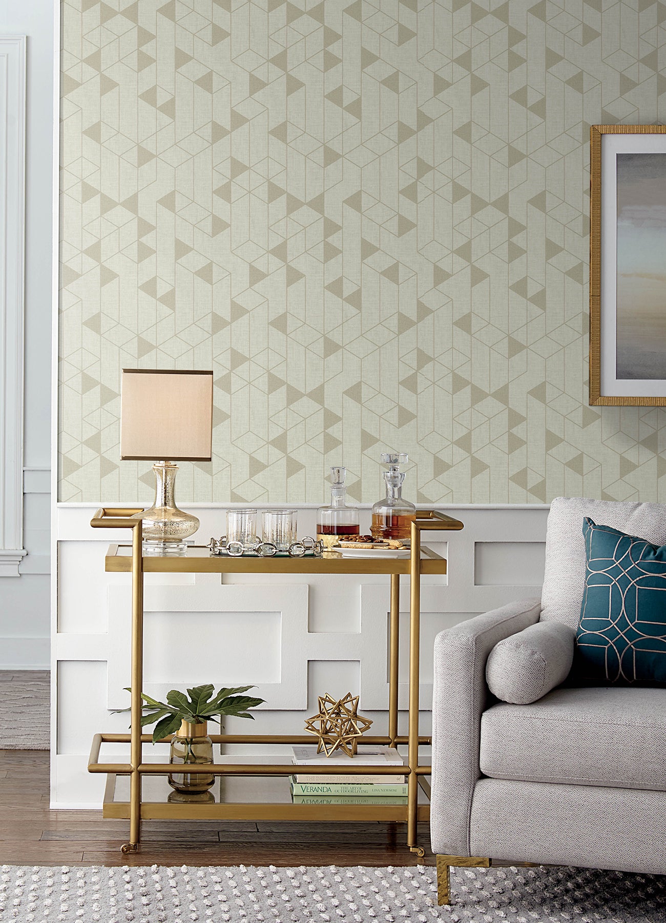 A-Street Prints 4034-26770 Fairbank Champagne Linen Geometric Wallpaper