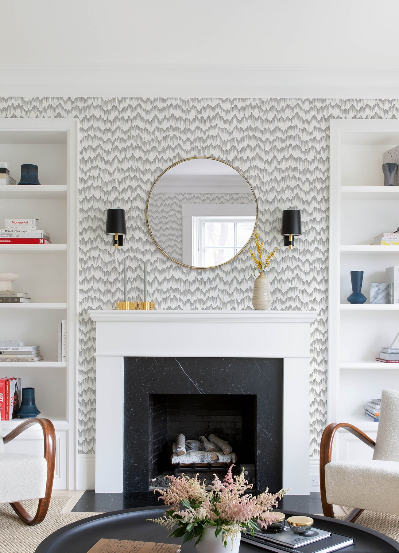 A-Street Prints 4034- 26779 Holmby Grey Brushstroke Zigzag Wallpaper