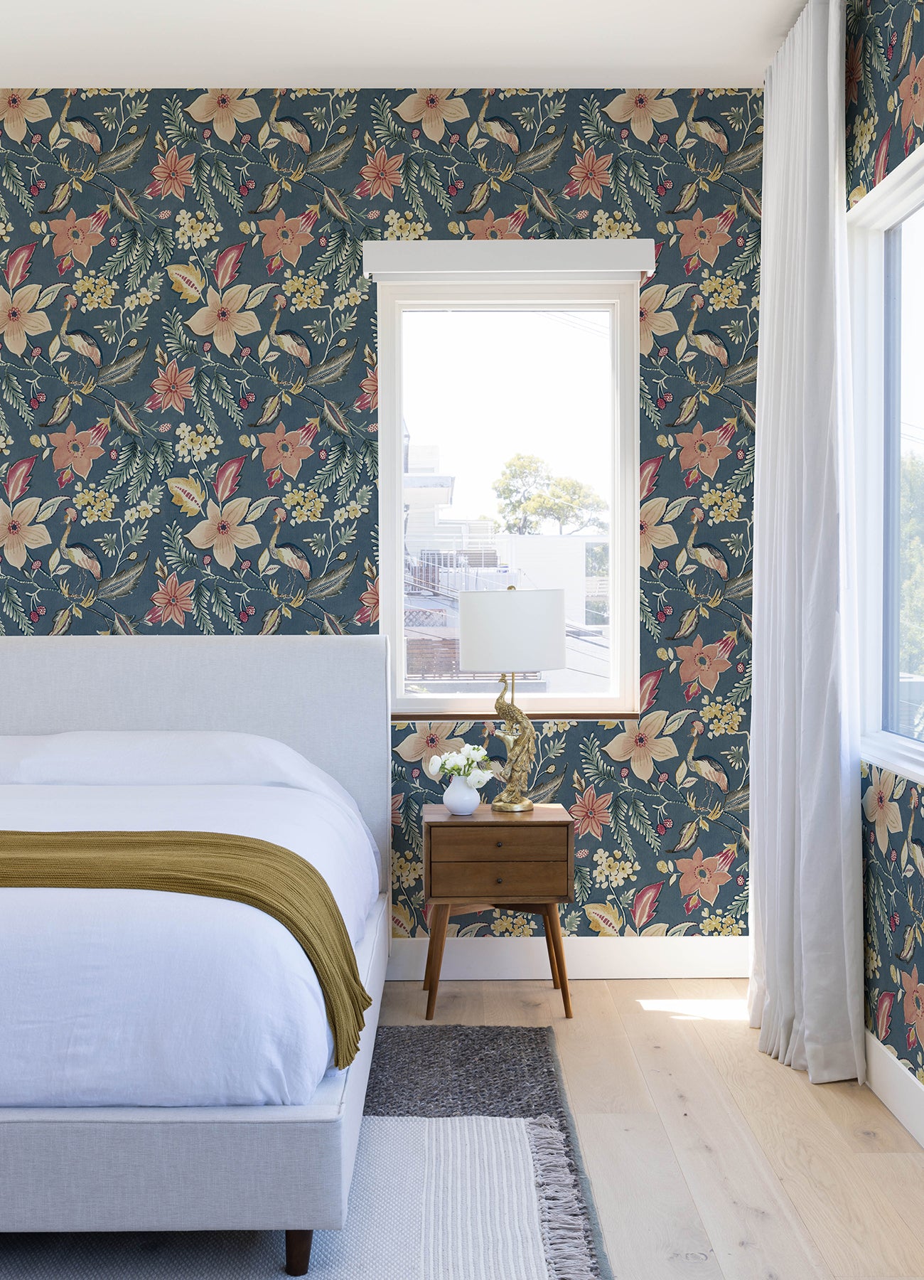 A-Street Prints 4034-26790 Crestwood Blue Crowned Crane Wallpaper