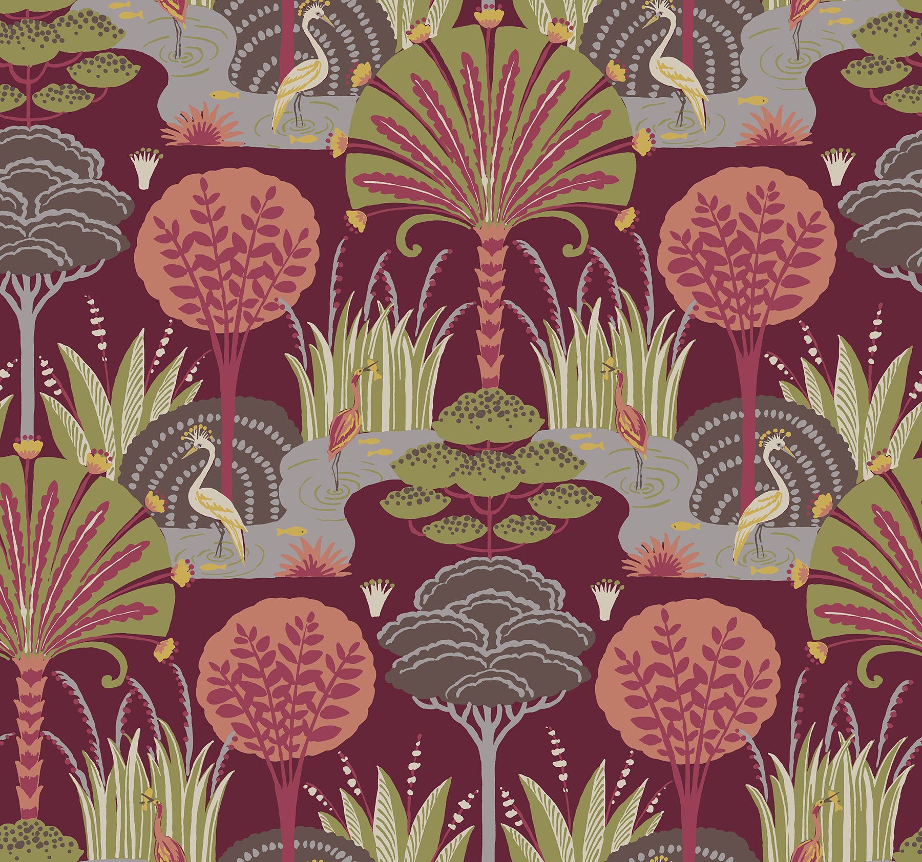 A-Street Prints 4034-72122 Mandeville Raspberry Tropical Paradise Wallpaper