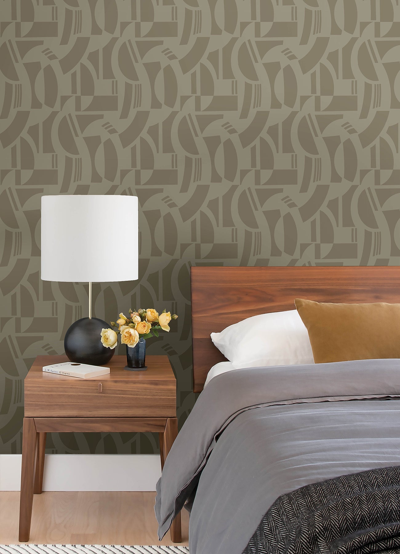 A-Street Prints 4034-87383 Carter Light Brown Geometric Flock Wallpaper