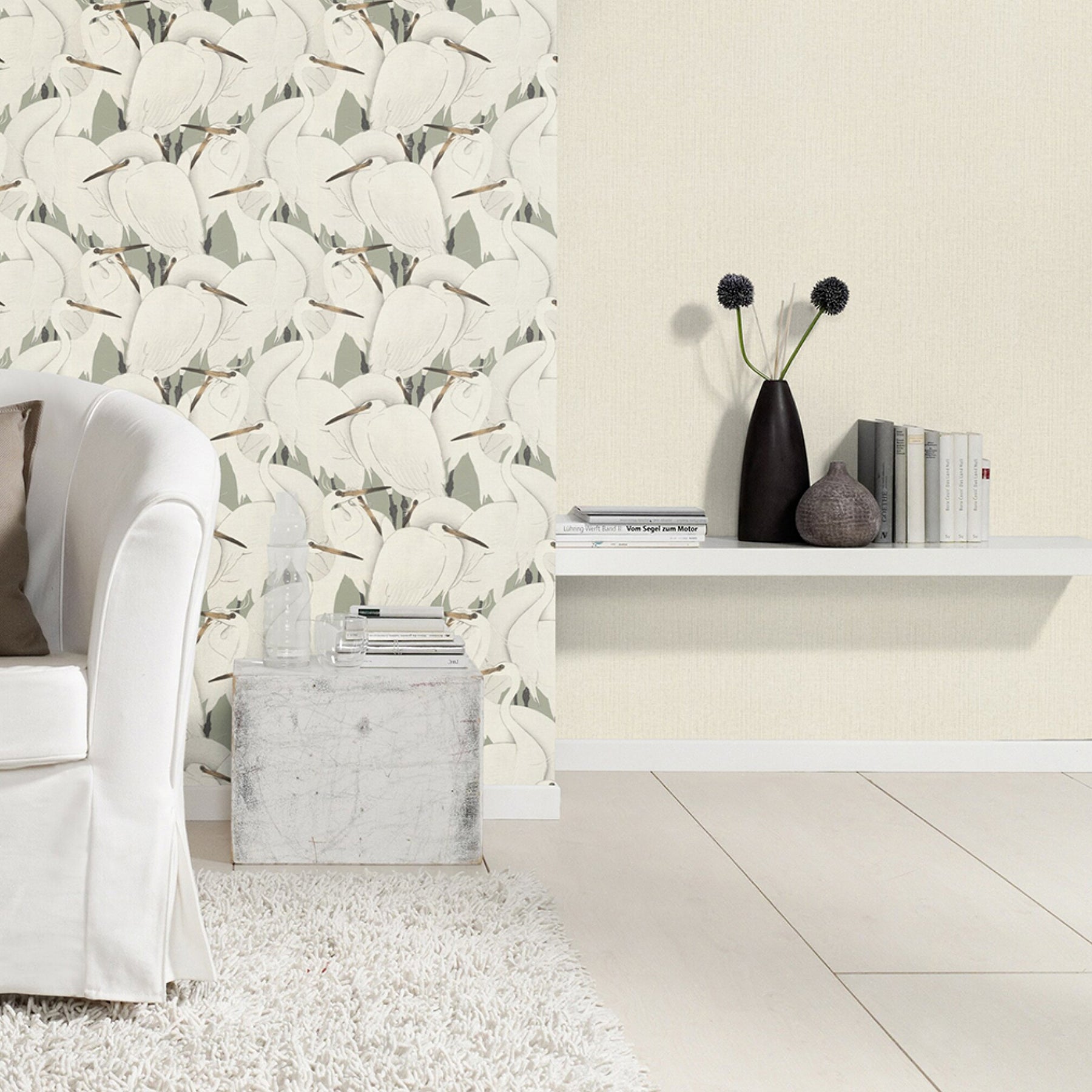 Advantage 4035-407921 Hoshi White Woven Wallpaper
