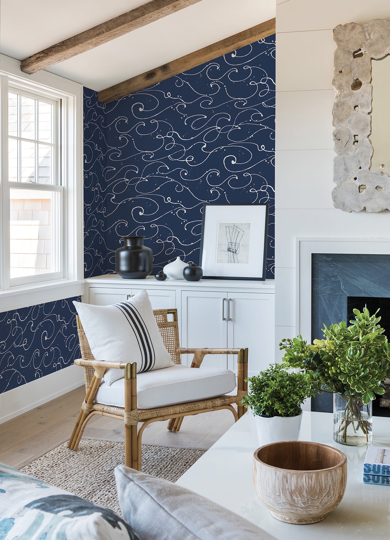 Chesapeake 4071-71004 Kuroshio Navy Ocean Wave Wallpaper