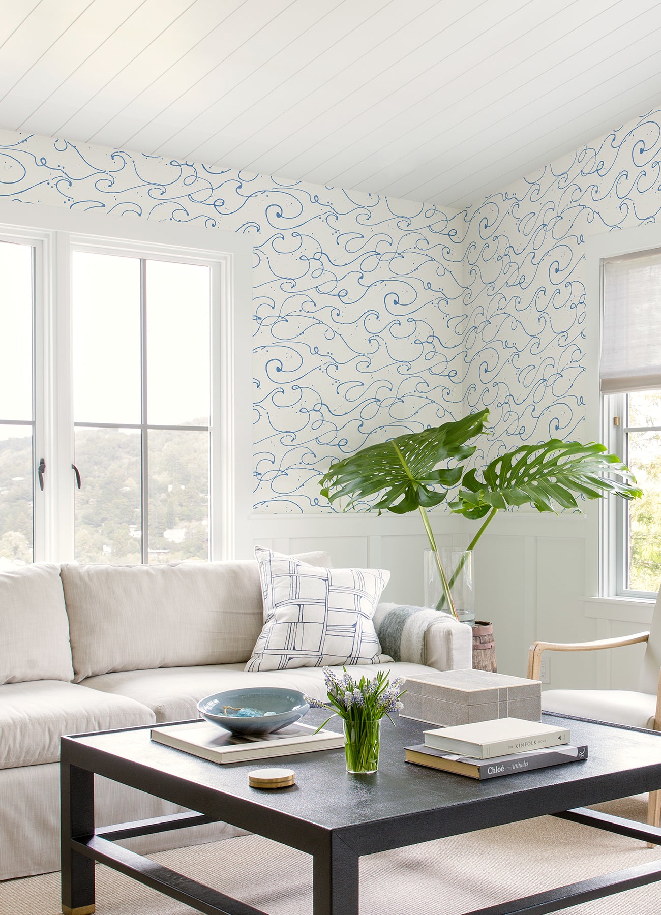 Chesapeake 4071-71005 Kuroshio Light Blue Ocean Wave Wallpaper