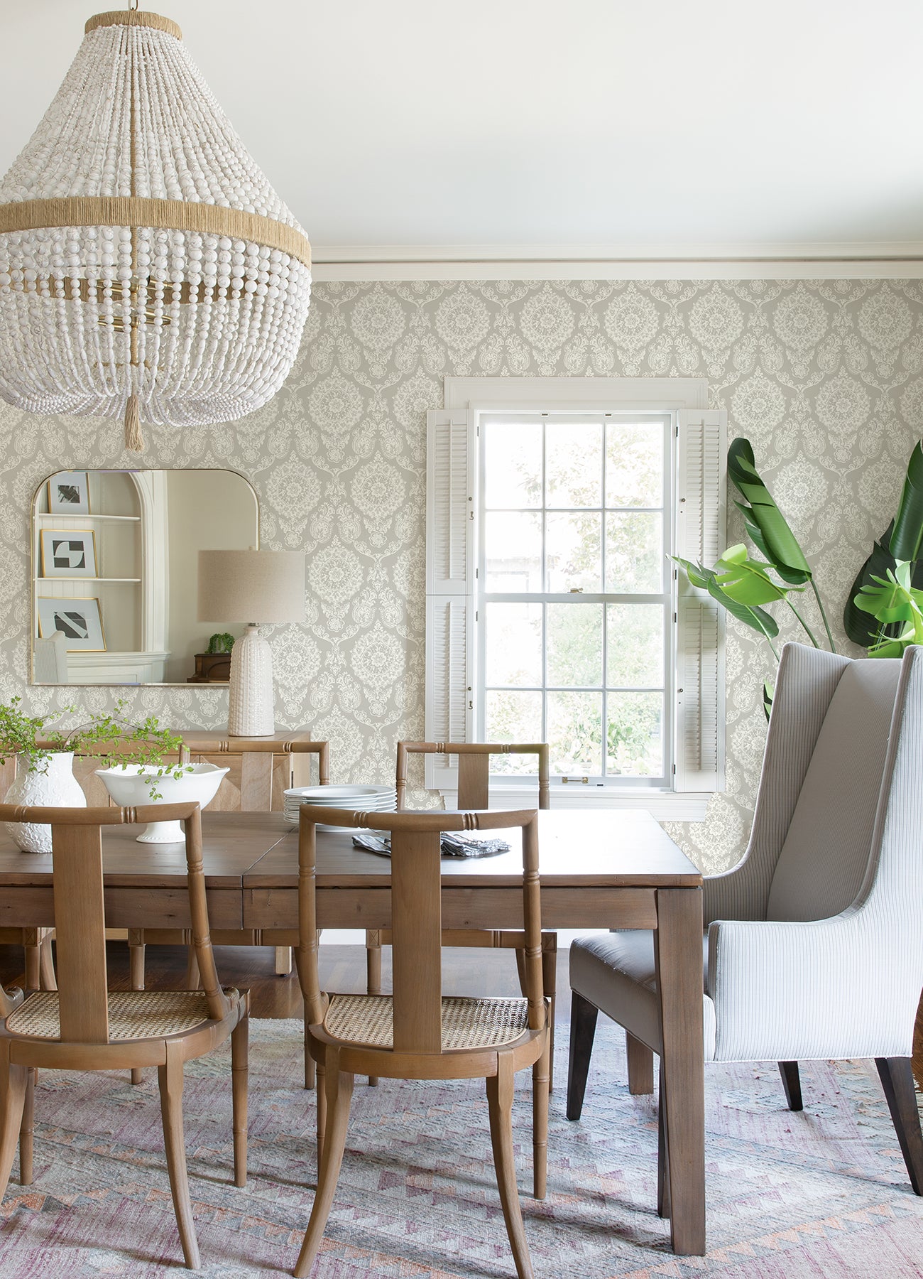 Chesapeake 4071-71020 Helm Damask Taupe Floral Medallion Wallpaper