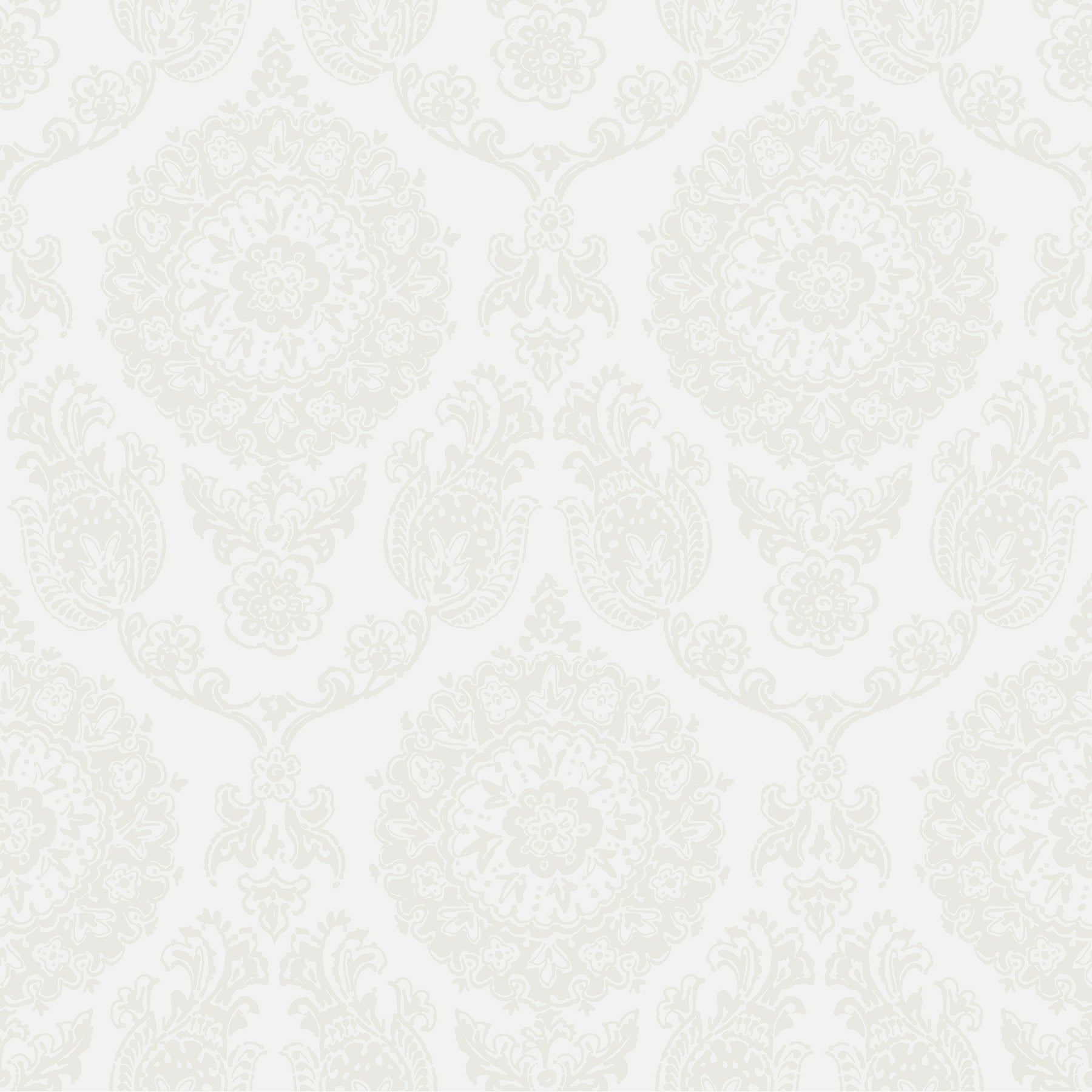 Chesapeake 4071-71021 Helm Damask White Floral Medallion Wallpaper